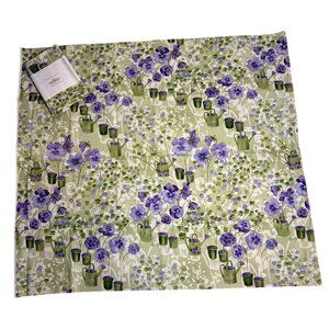 Purple Flowers & Green Watering Cans Cotton Fat Quarters X2 Quilting Sewing